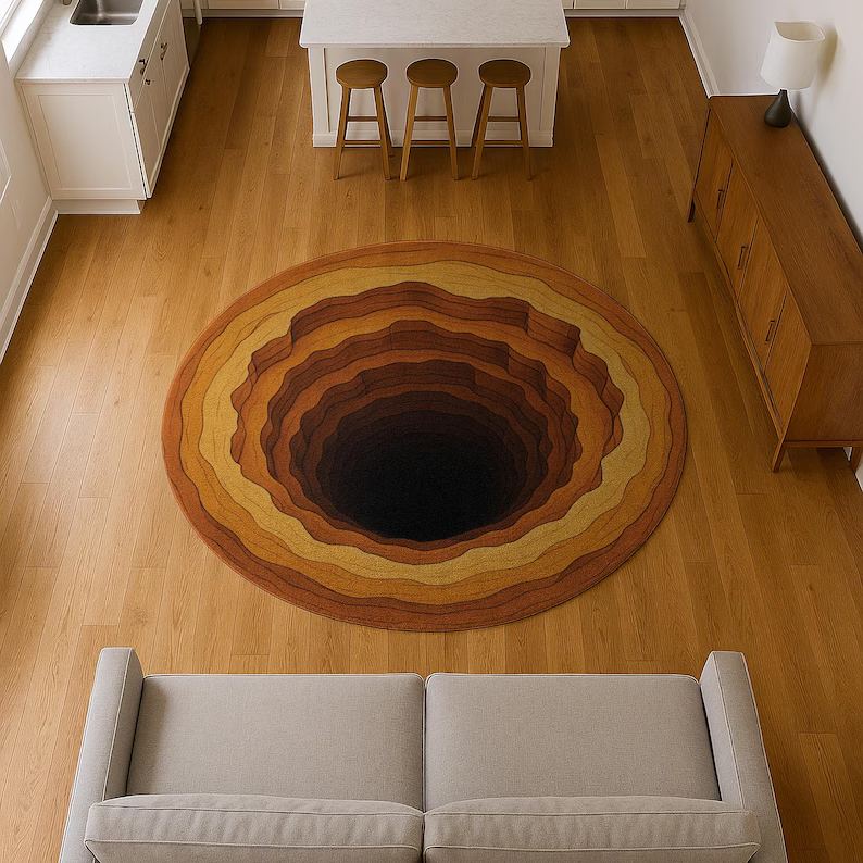 3D Mountain Hole Printed Rug M - Wholesale Commercial Printing reseña y precio